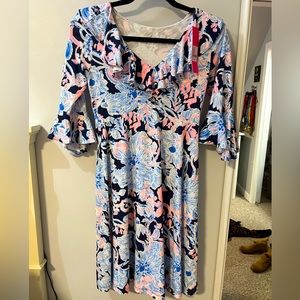 Women’s Lily Pulitzer Dress. Stirling Dress in Bright Navy Amore Please.